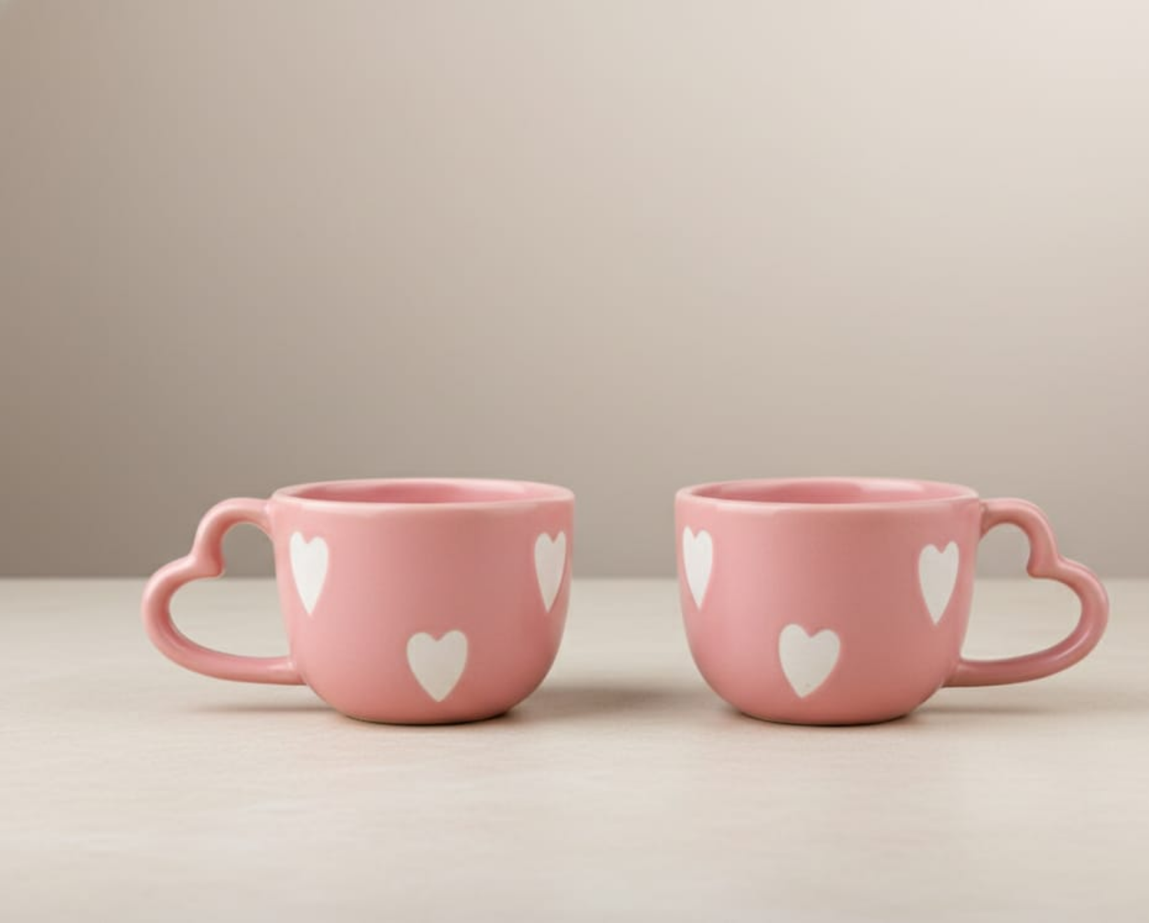 Pink Heart Handle Ceramic Mug