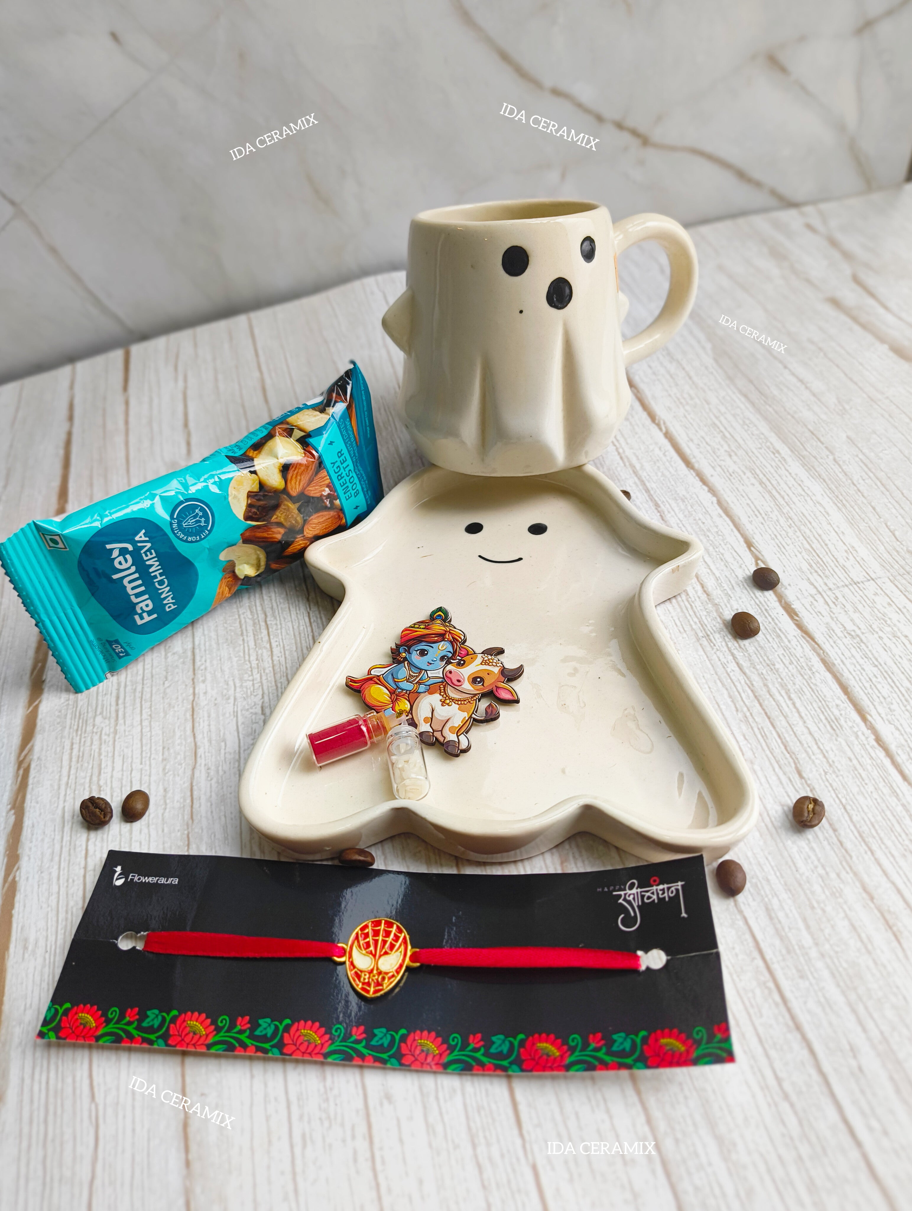 Rakhi Gift Combo with Ghost Mug & Plate