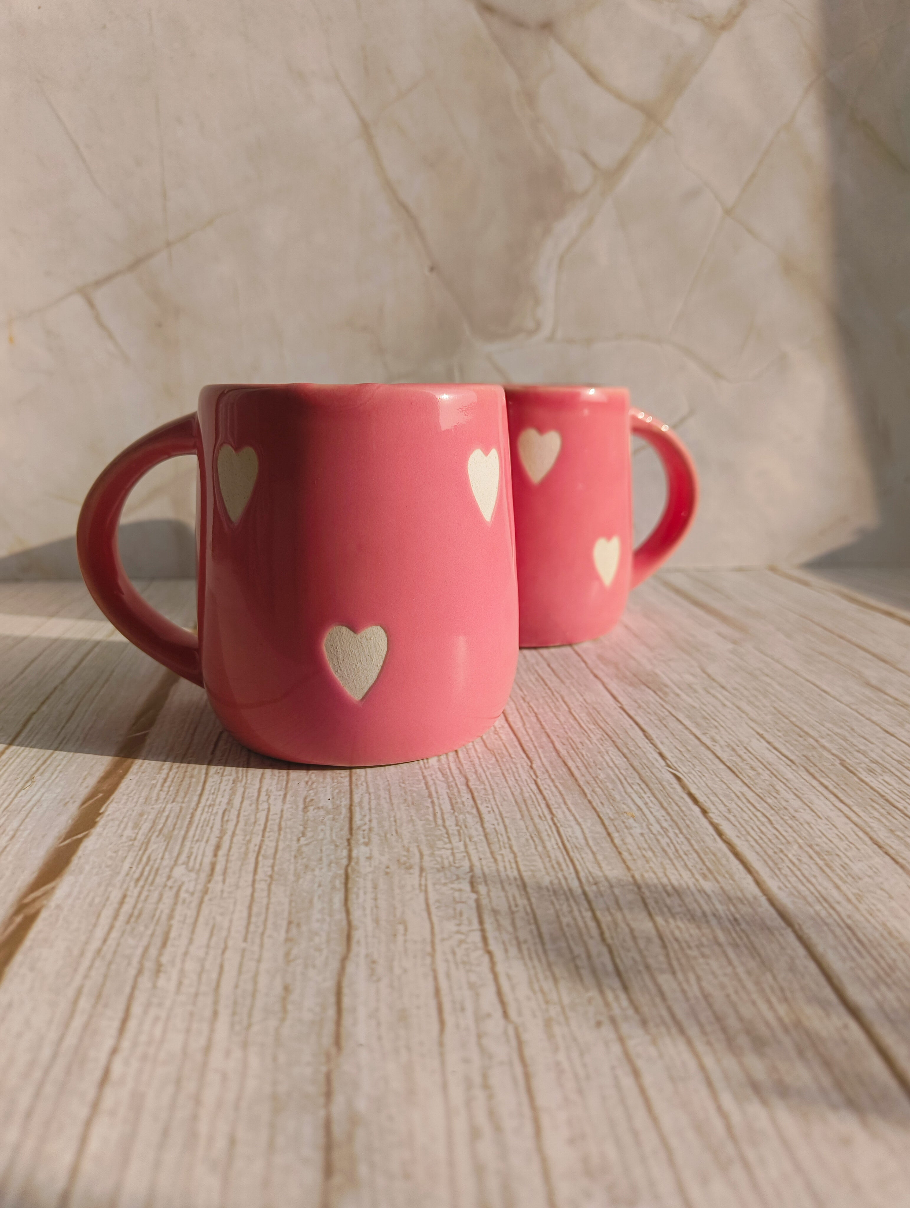 Blush Pink Heart Ceramic Mugs