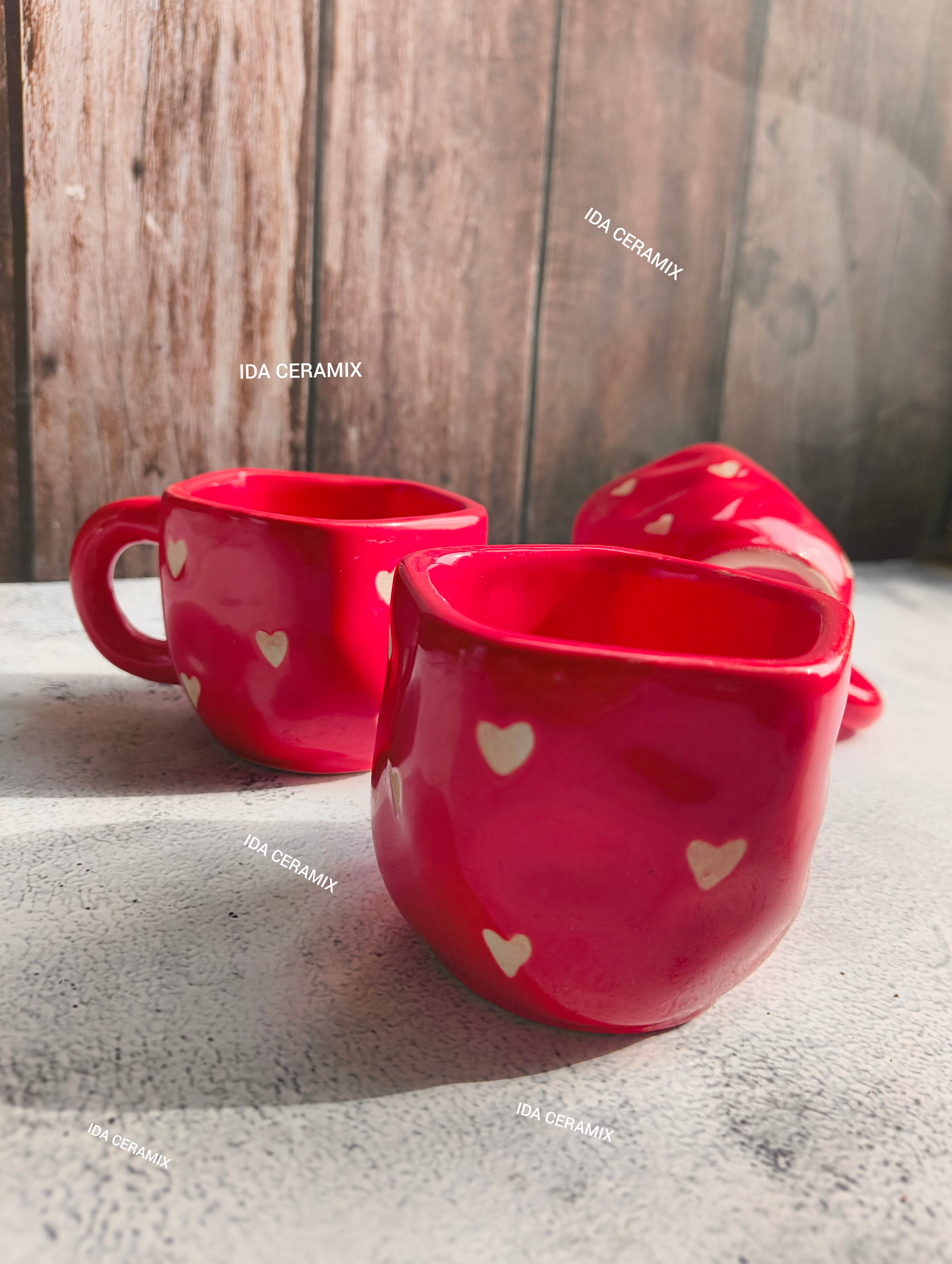 Hot Pink Heart Espresso Cups