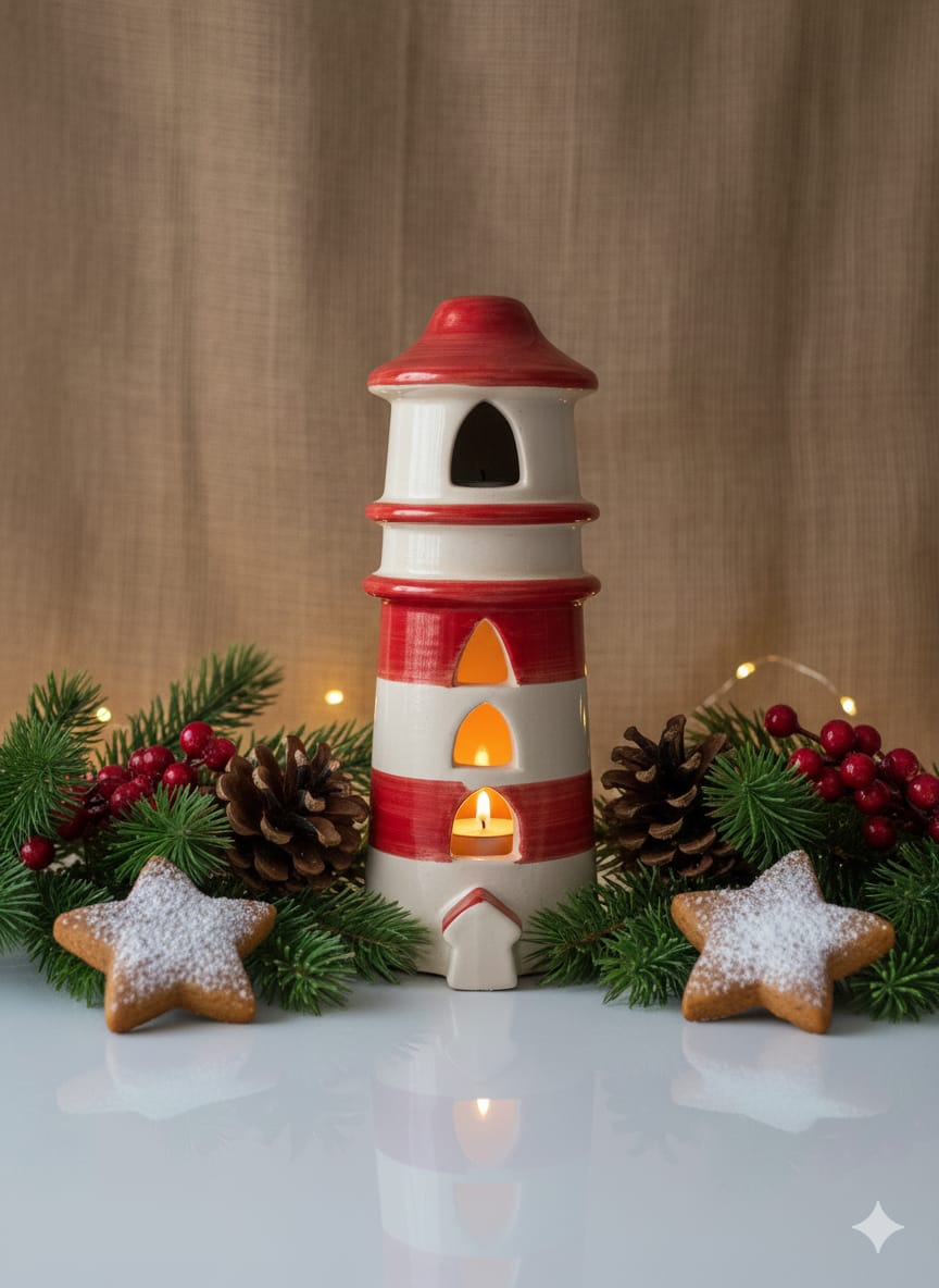 Ceramic Lighthouse Tealight candle Holder