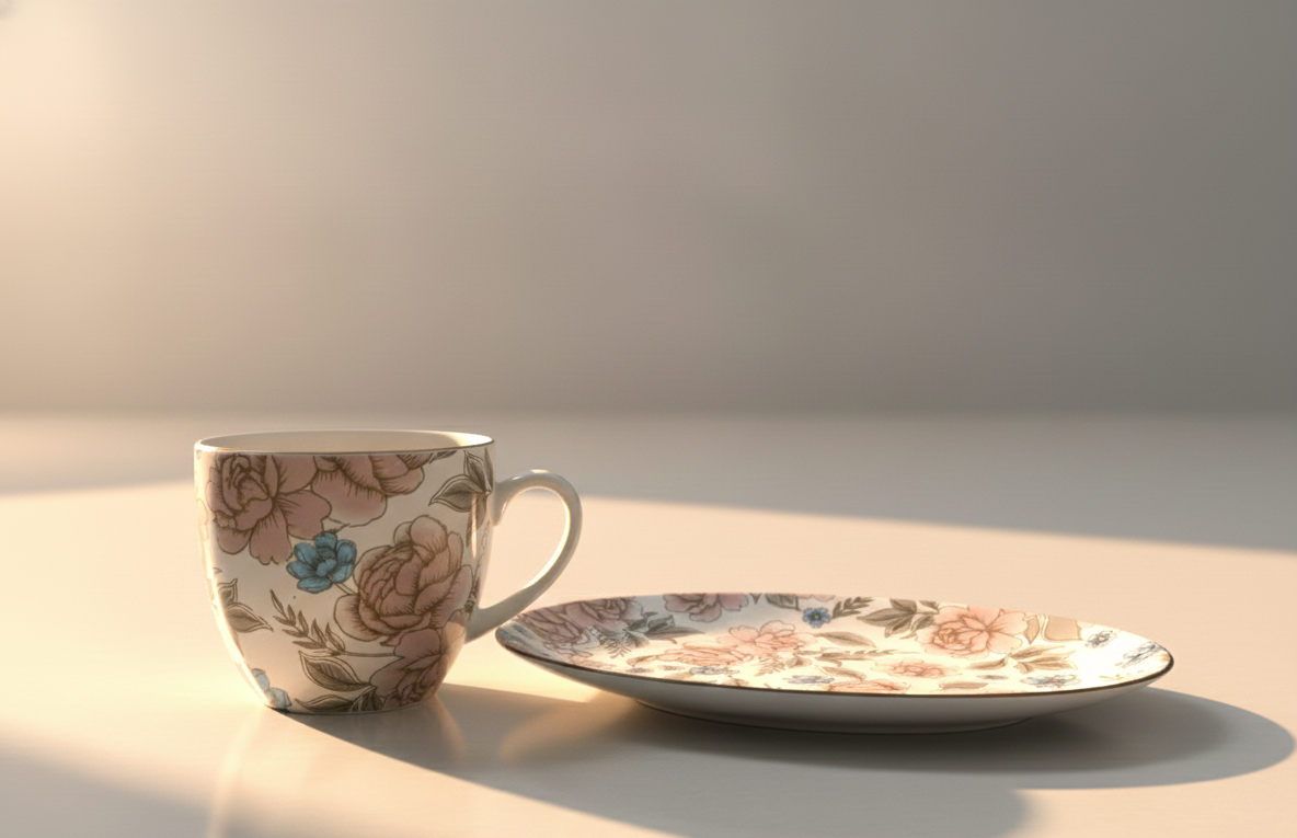 Floral Blush Ceramic Tea Cup & Saucer Set