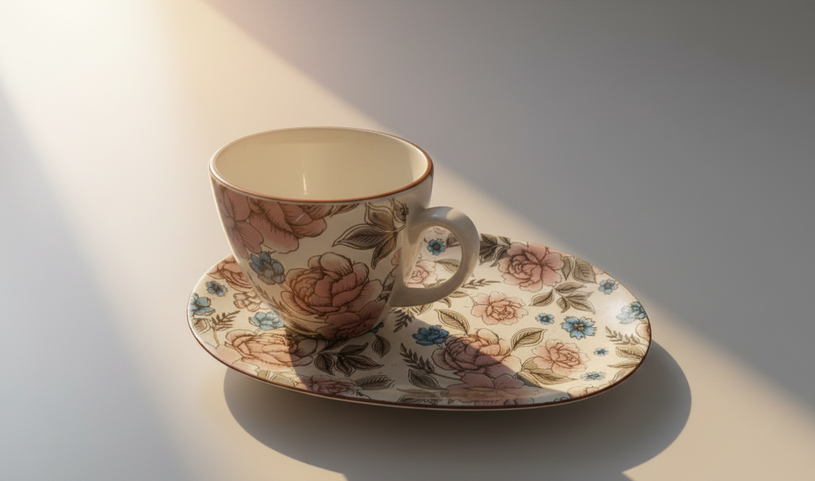 Floral Blush Ceramic Tea Cup & Saucer Set