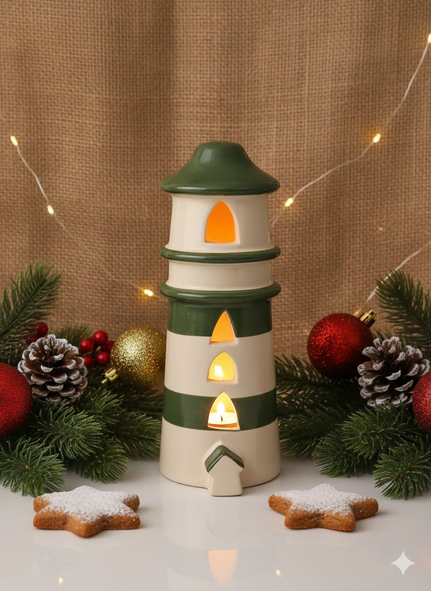 Ceramic Lighthouse Tealight candle Holder