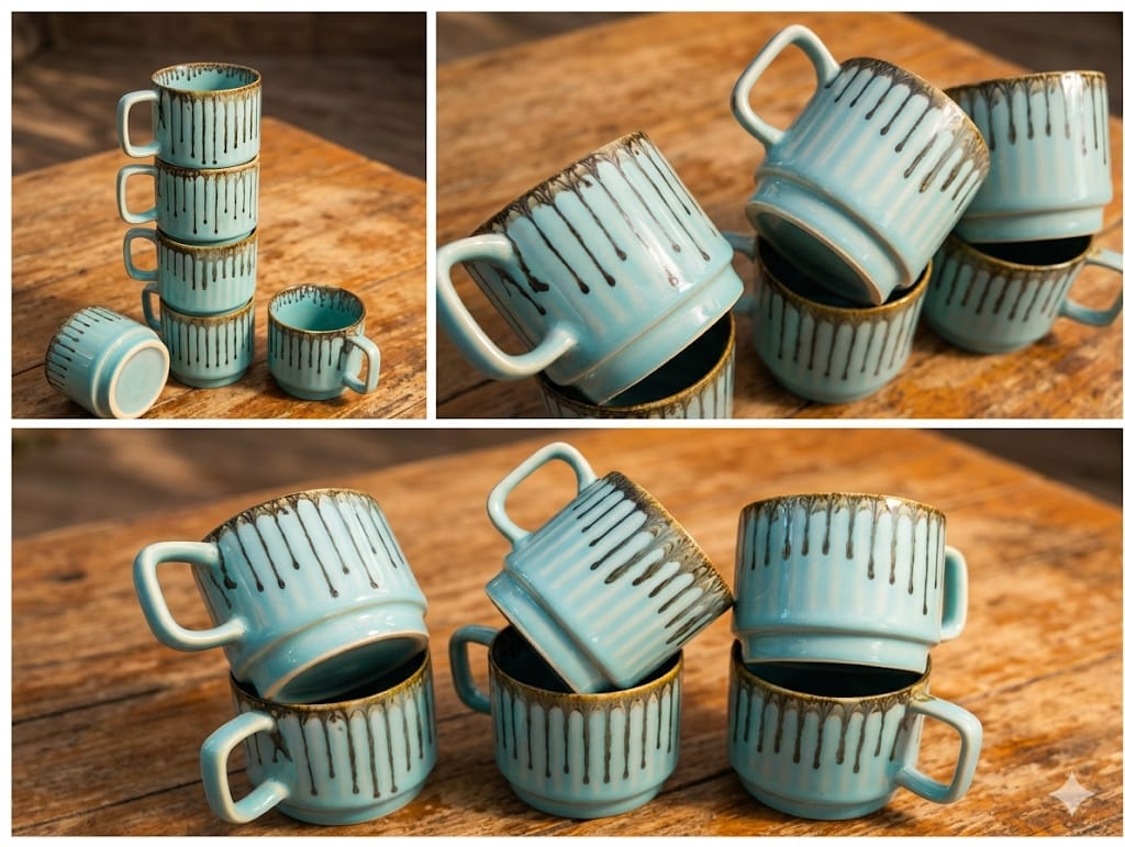 Aqua Drip Glaze Ceramic Mug