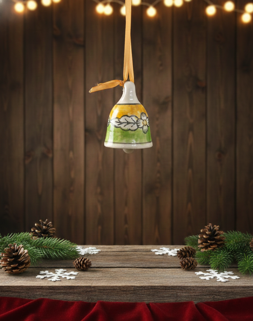 Handcrafted Ceramic Hanging Bell With Heart Motif And Soft Sound
