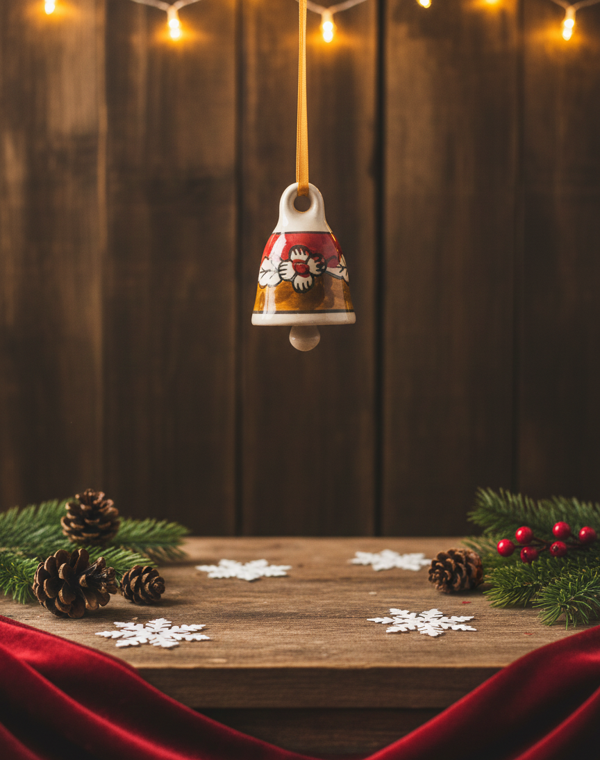 Handcrafted Ceramic Hanging Bell With Heart Motif And Soft Sound